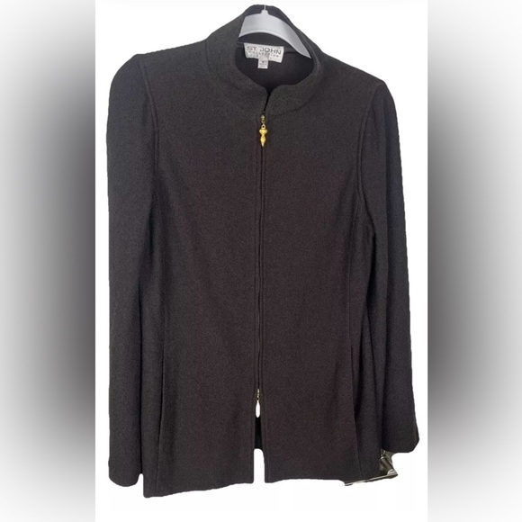 St. John Collection Black Evening Jacket Flared Sleeves Women’s Size 8 - Picture 1 of 9